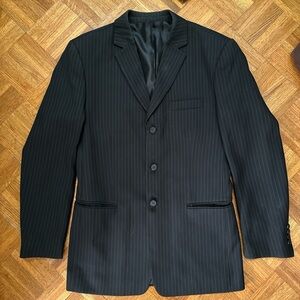 Classic Black Pinstripe Men's Blazer